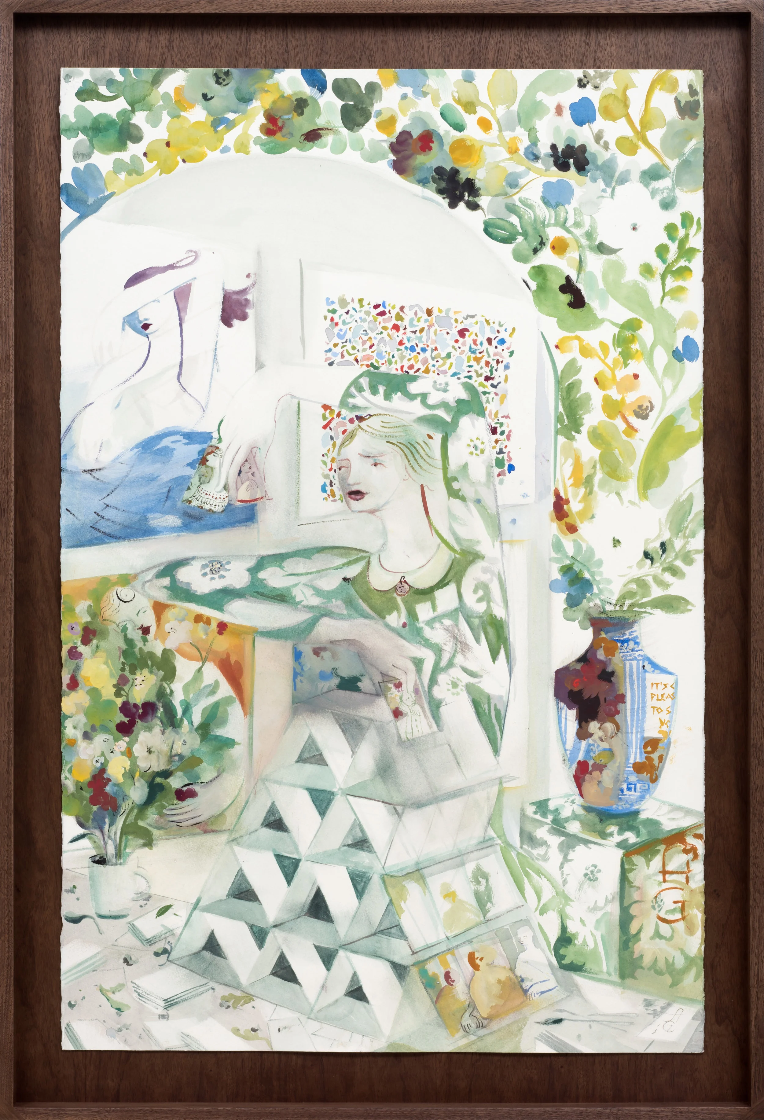 The Atlantean Promise , 2019 Gouache and watercolor on paper 44 1/2 x 30 inches (framed)