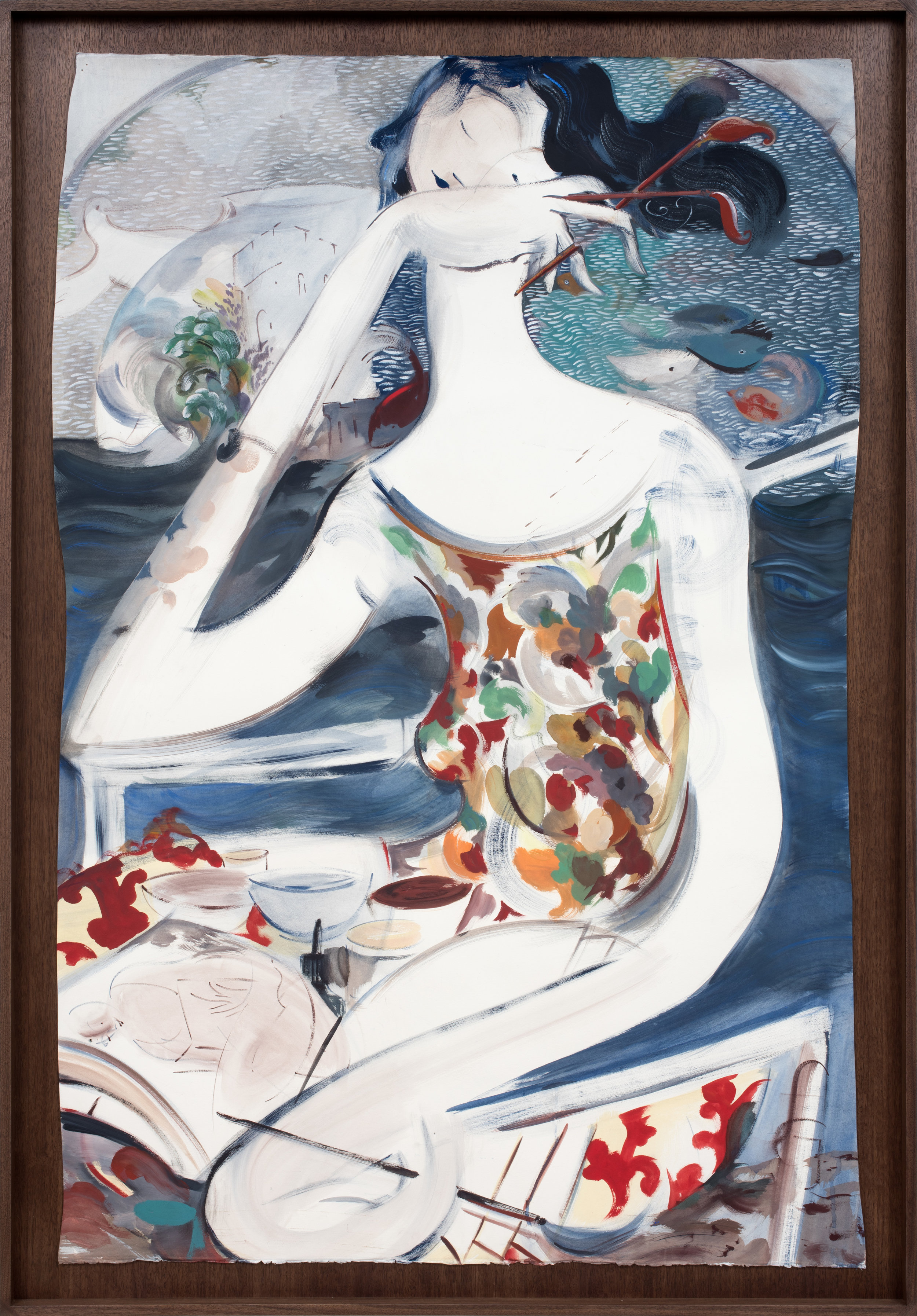   The Looking Glass , 2019 Gouache and watercolor on paper 64 1/2 x 44 1/2 x 2 inches (framed) 