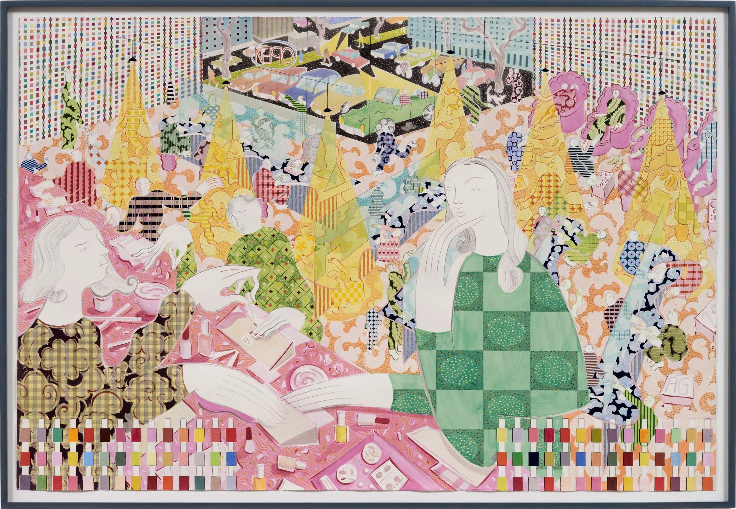   The Outer Shell , 2024 Gouache, watercolor, and ink on paper 64 1/2 x 93 1/4 x 2 1/4 inches 