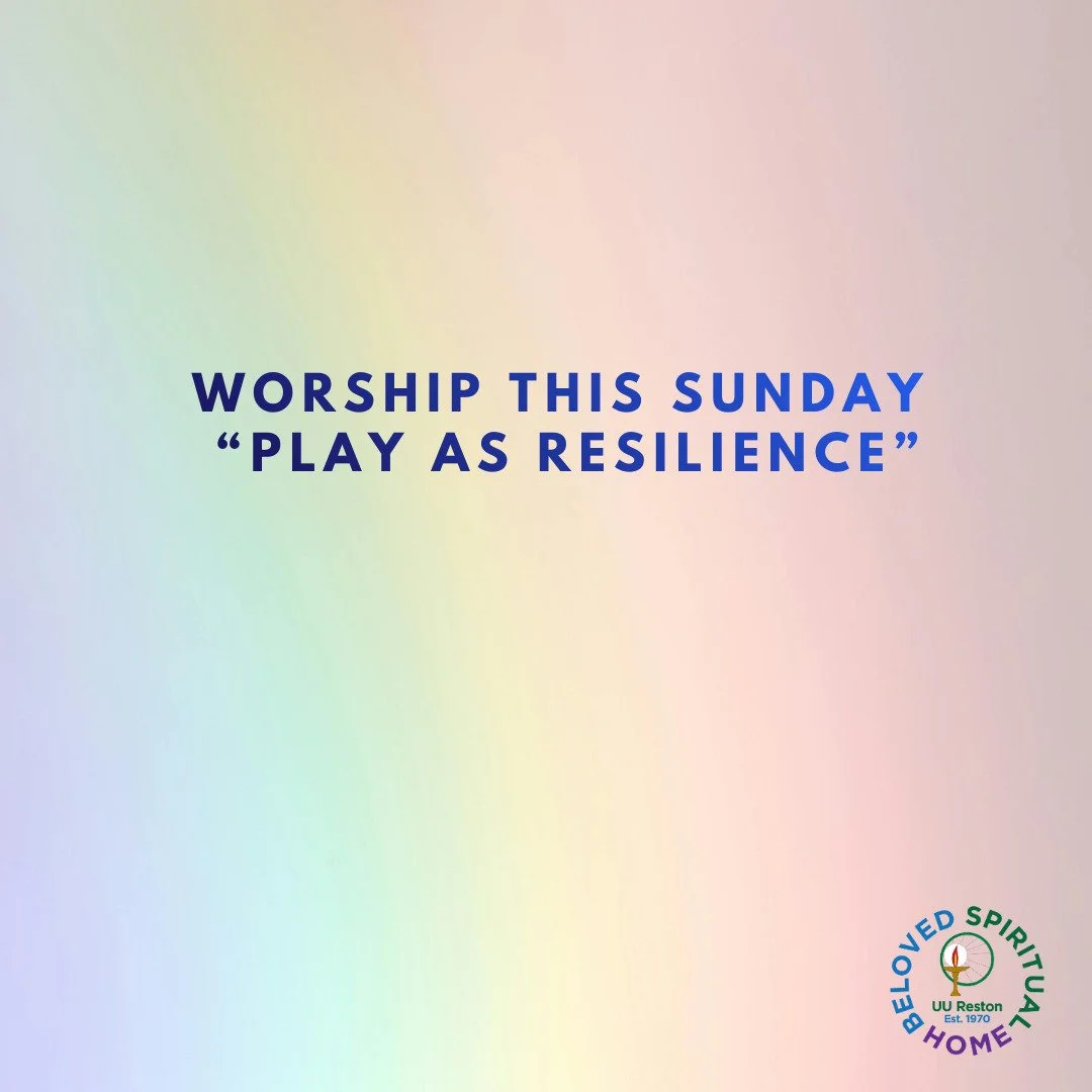 Join us this Sunday at 10am for our weekly service. This week, Rev. Aileen will consider how the concept of 'play' can reinforce our resilience in this world. 

Creativity and imagination help us to see solutions that others may not see. How do we us