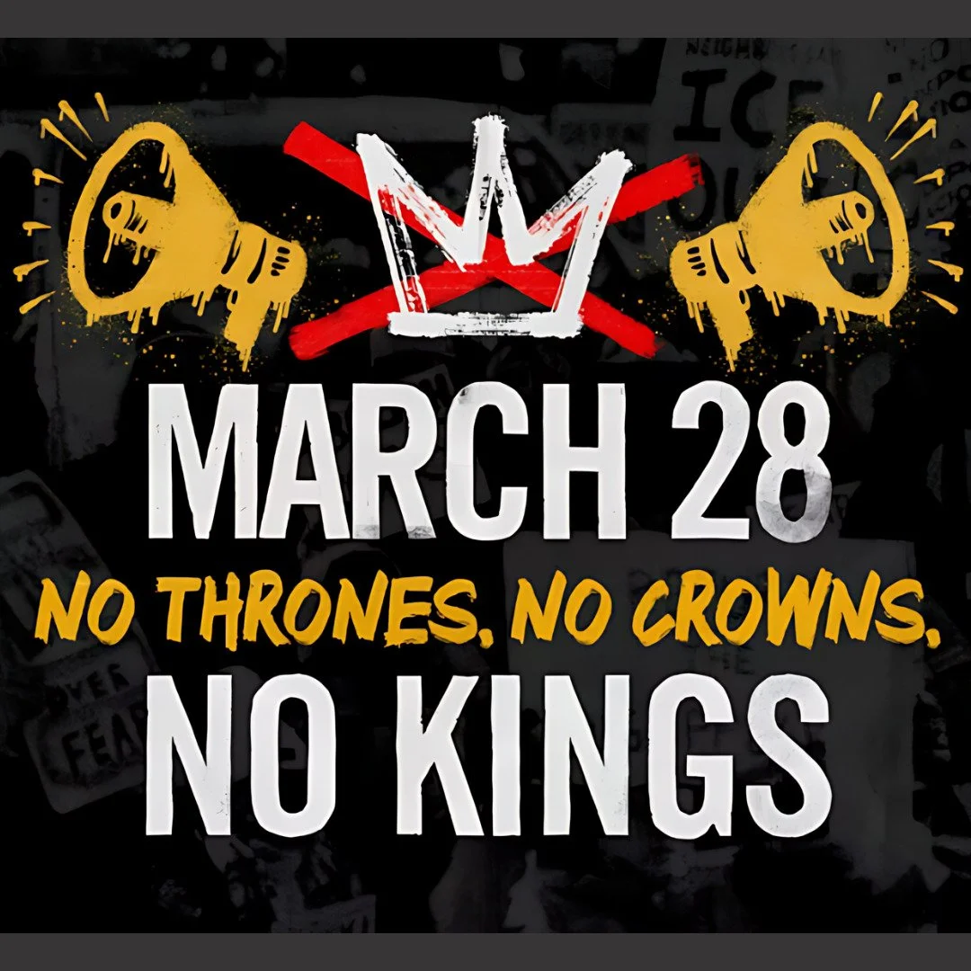 March 28 | 4&ndash;5:30pm
No Thrones. No Crowns. No Kings.

At a moment that calls for courage, we take to the streets&mdash;together&mdash;to defend democracy and make our voices seen. Join Herndon-Reston Indivisible at visibility corners across Res
