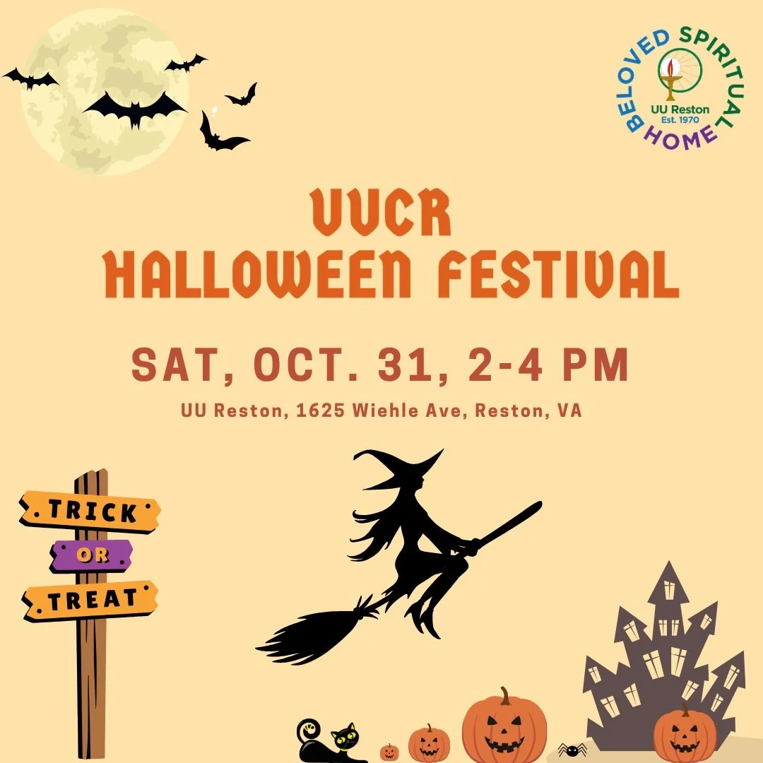 🎃👻 SAVE THE DATE: UUCR Halloween Festival 👻🎃
Sat, Oct 31 &bull; 2-4pm

Trick-or-treating, spooky games, and Halloween magic for the whole family. Details coming soon &mdash; mark your calendar! ✨

#UUCR #RestonVA #halloweenfestival #NOVA #familyf