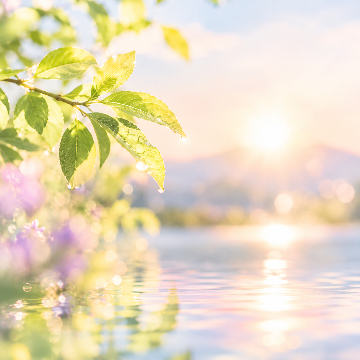 Dewy Leaves at Golden Sunrise.png
