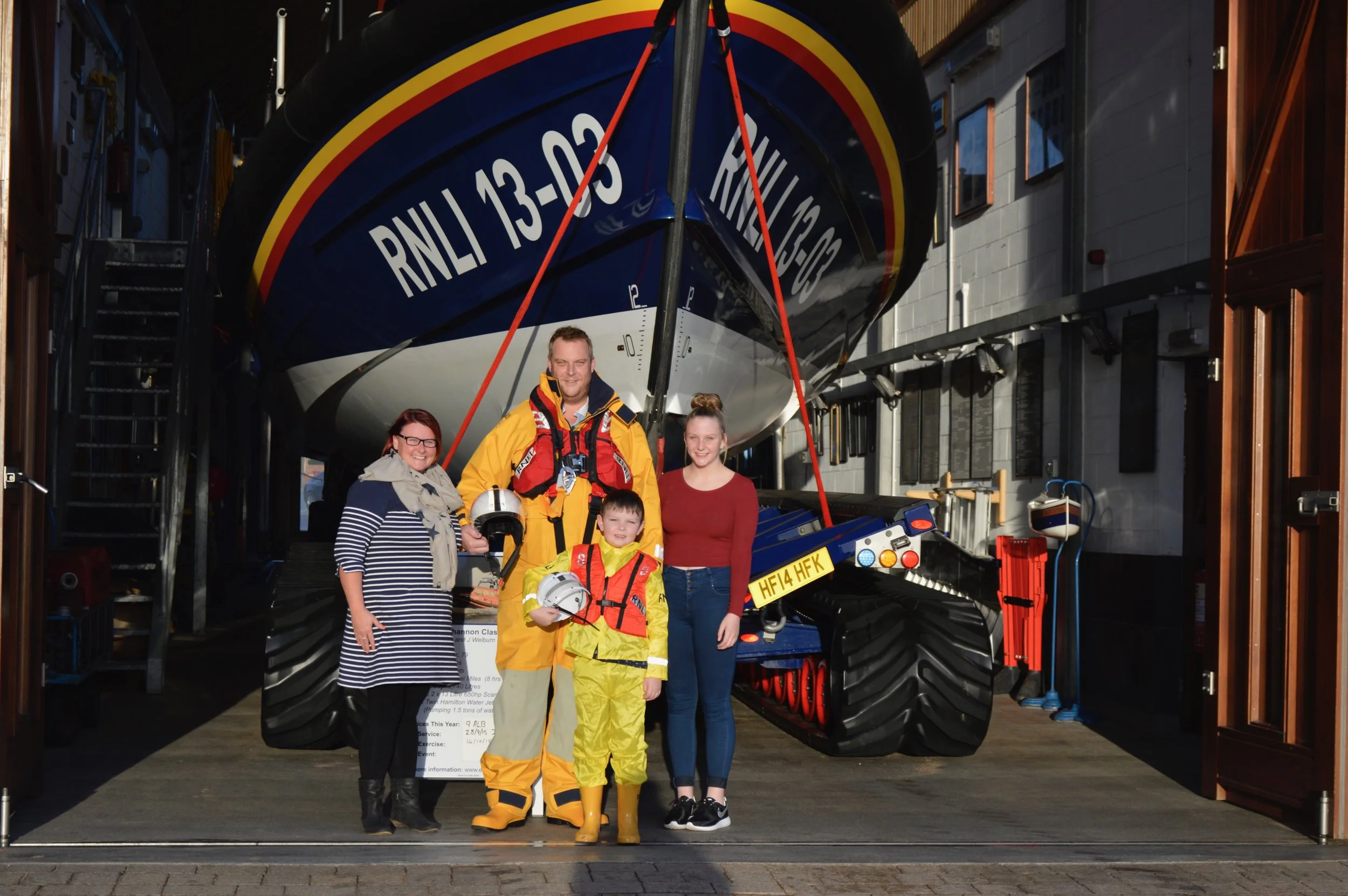 Tim in all the gear with Kelly, Hollie and Charlie