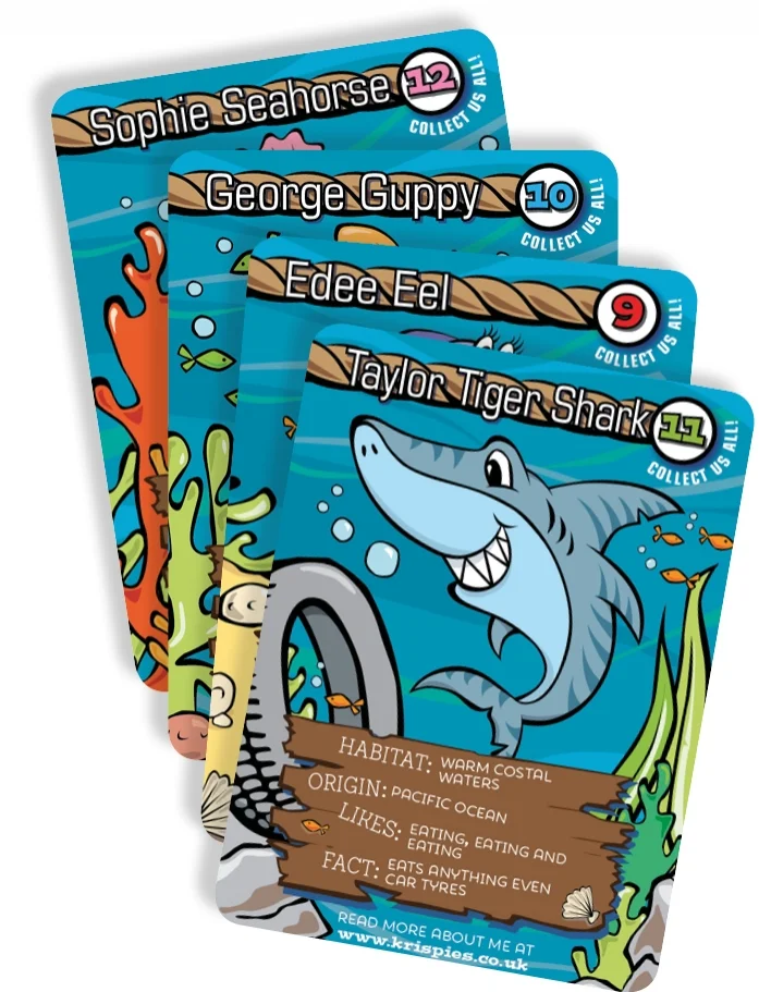 We are launching four new Krispies Fishy Friends cards making it 12 to collect in total