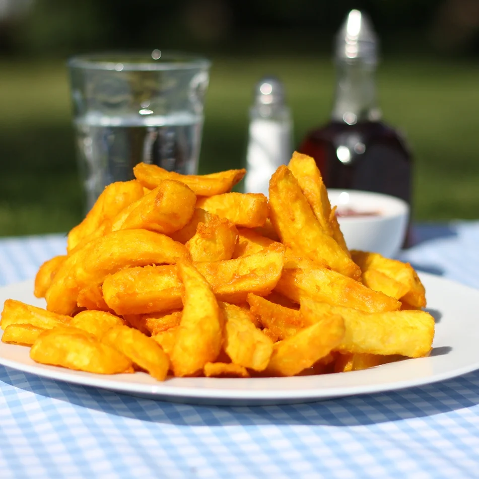 All the spuds we use to make our award winning chips are grown in Britian