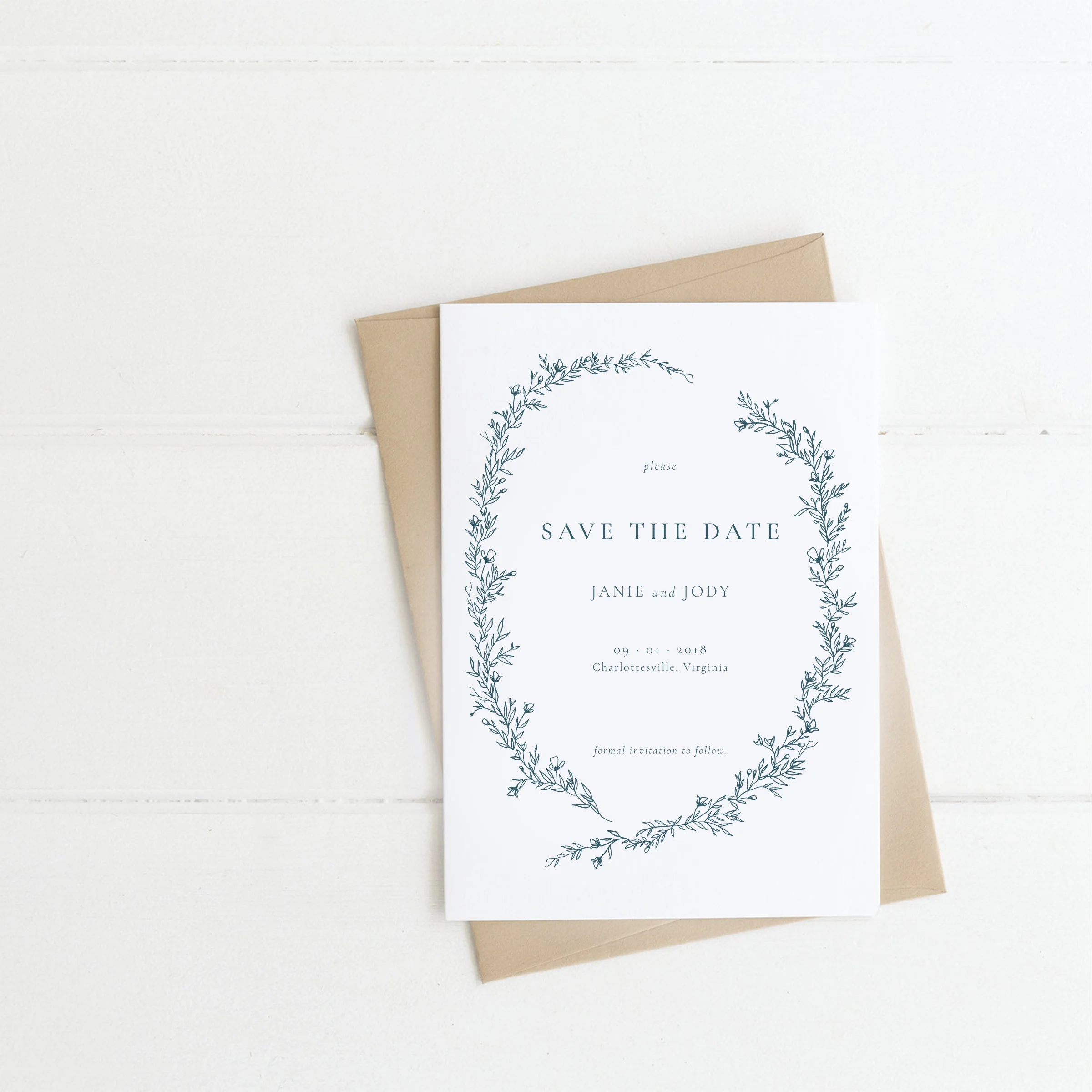 Botanical Wreath Save the Dates Natural Wreath Organic Save our Date Save the Date Cards Florence Full 4.jpg