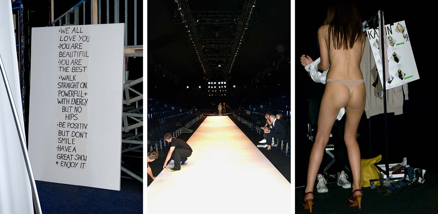 Title: "Backstage Secrets No. 1" - Berlin, 2008 Triptych, 3 panels each 150 x 100 cm, digital c-print mounted on alu-dibond.