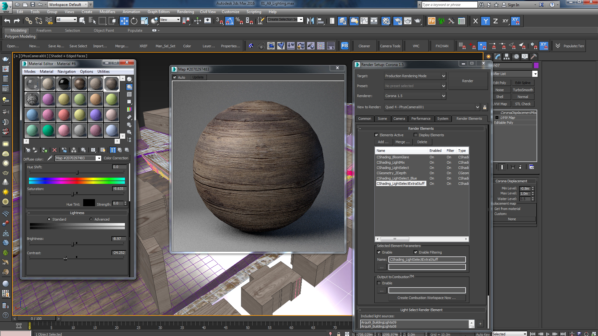 Material setups for the maquette