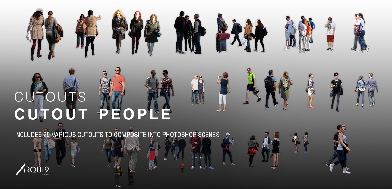 The very latest People Cutout Photopacks brings you 25 Original High Res People Cutouts to use in your everyday visualisations. Don't forget to also check out our tutorial on inserting these assets
