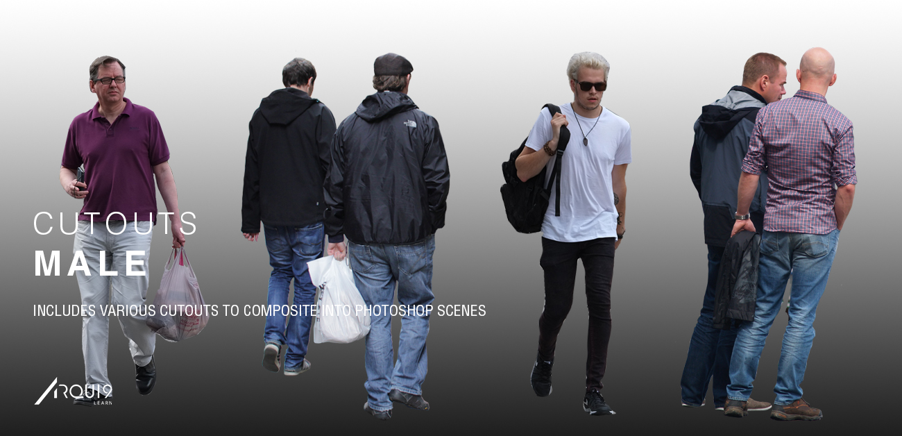 A selection of Male cutouts. Walking, standing and talking, all perfect for your own Architectural Visualisation image. These cutouts are all high resolution and are downloadable by using the 'download' button below.