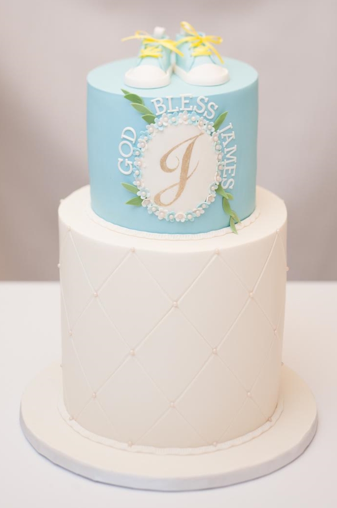 Baptism with Monogram and Baby Shoes