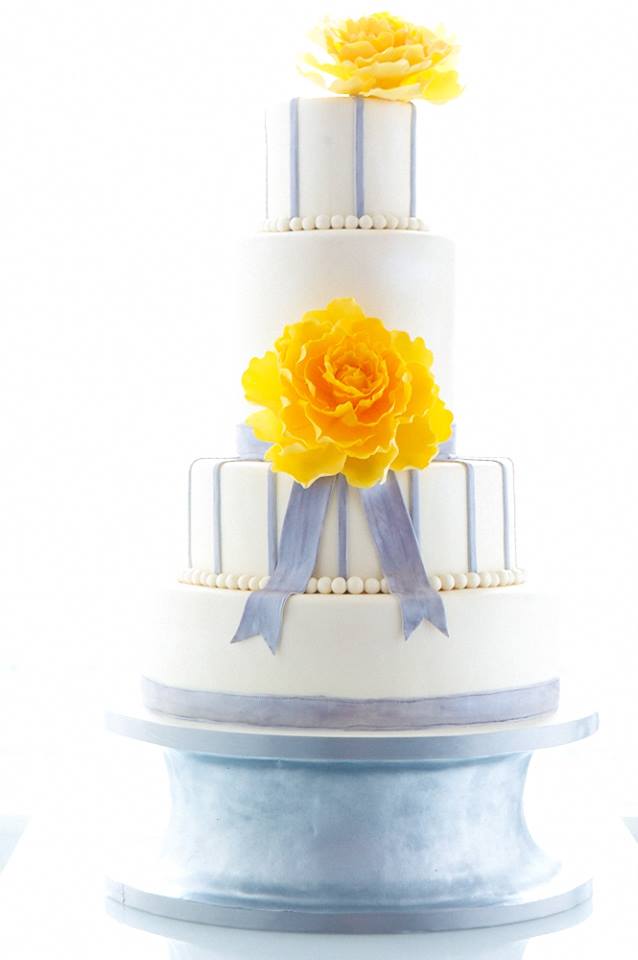 Yellow and Silver Wedding Cake