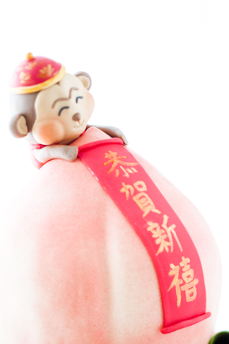 Monkey and a Giant Peach for Lunar New Year