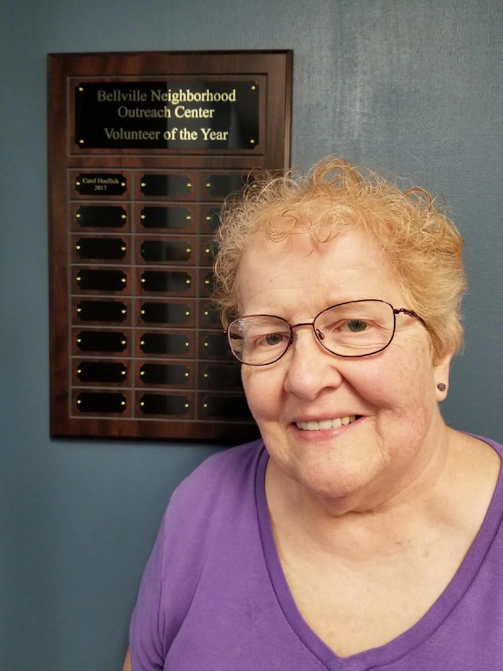 Pictured: Carol Hoeflich, winner of the 2017 BNOC Volunteer of the Year Award