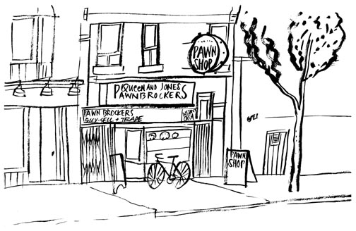 Sketched while out having a coffee with my feet up.