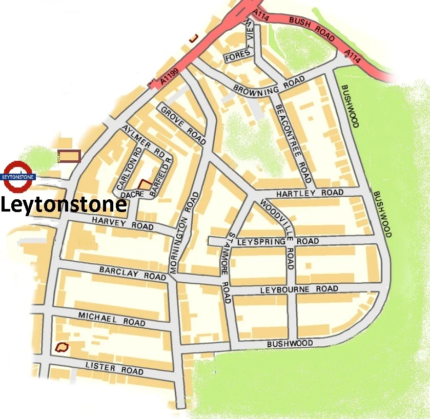 Map Of The Bushwood Area of Leytonstone