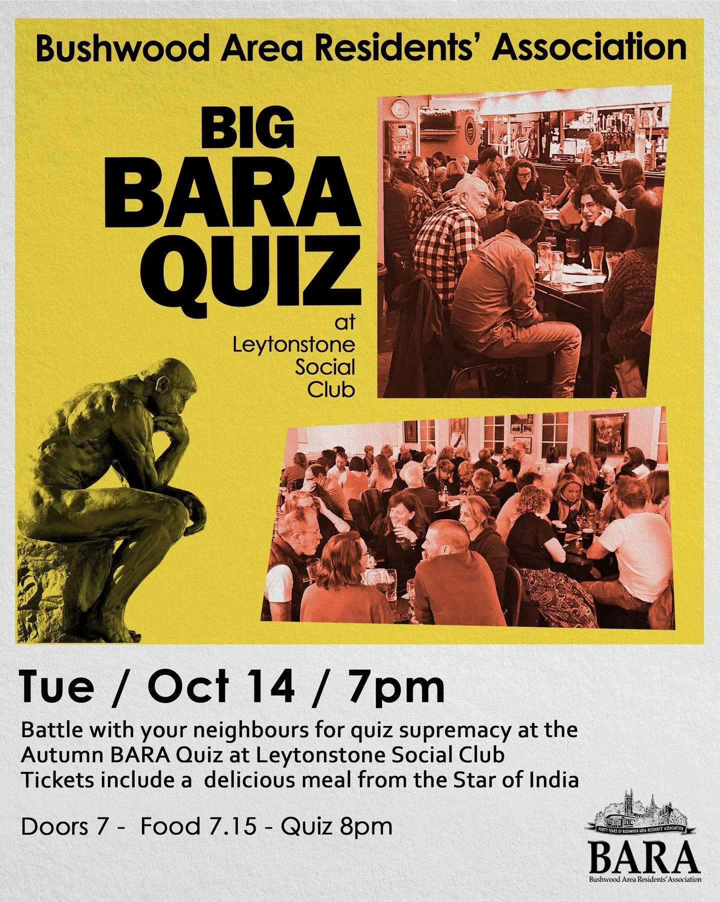 It&rsquo;s coming&hellip;
The BIG BARA Quiz is back this October! 🎉

📅 Date: Tuesday 14th October
💷 Tickets: &pound;15 (on sale next week)
🍛 Includes: An Indian meal courtesy of our friends at Star of India

👉 Current members will receive a prio