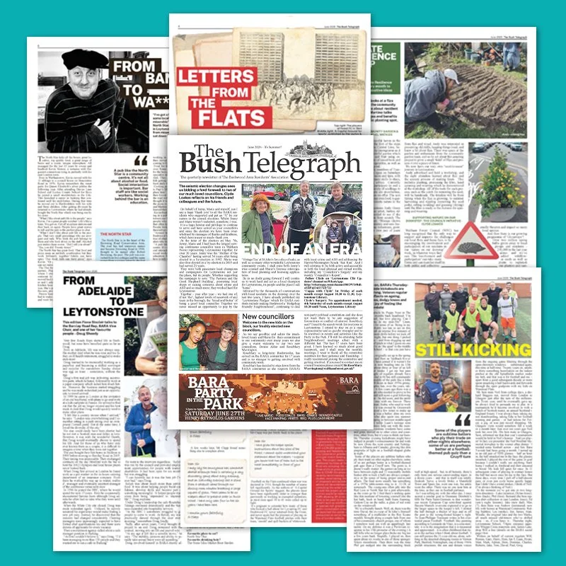 The new Bush Telegraph is at the printers and will be on its way to you very soon.

We've got lots of stuff in this issue which has become a bit of a football special. We meet a very well known Bushwood figure and dig into the history of footy on the