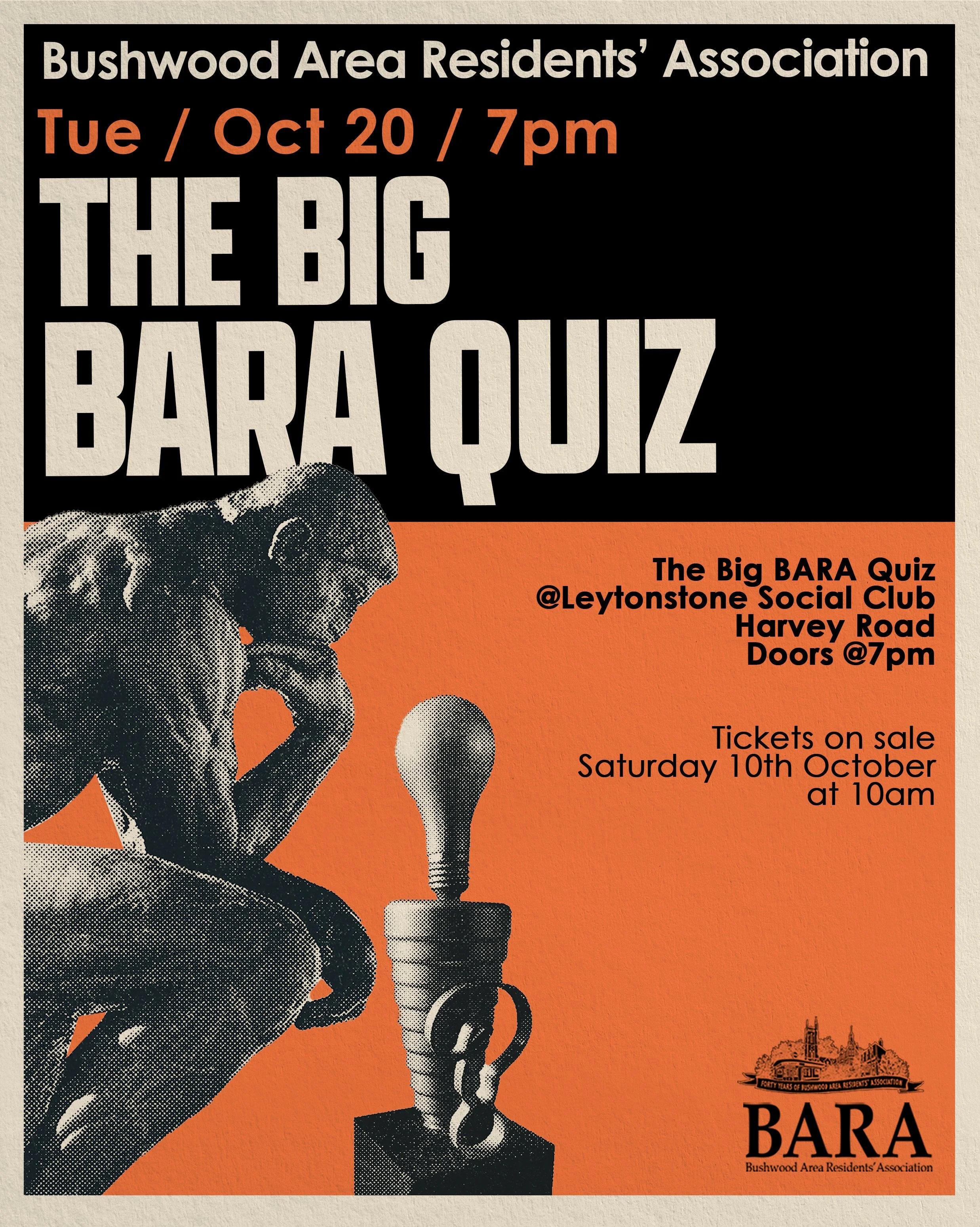 It's coming. The sell out BARA Quiz is back on Tuesday October 20th so keep it free.

Tickets will go on sale at 10am on Saturday the 10th of October. We know some quizzers including the previous winners missed out last time as tickets sold out in 3 
