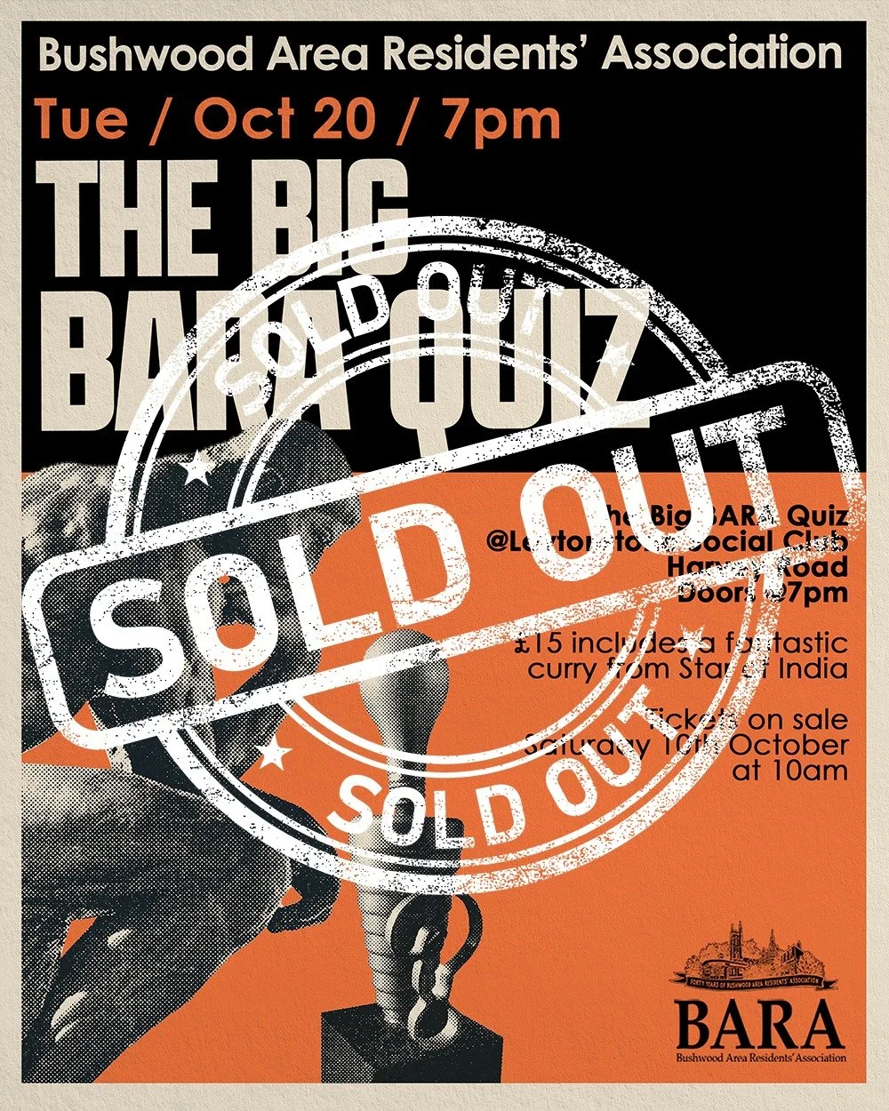 The BARA quiz has sold out after only 5 hours on sale. Sorry if you missed it this time, there will be another one in Spring.

Looks like we'll be getting a new champ this time. Are you smart enough to get your hands on the BARA Quiz Trophy?
