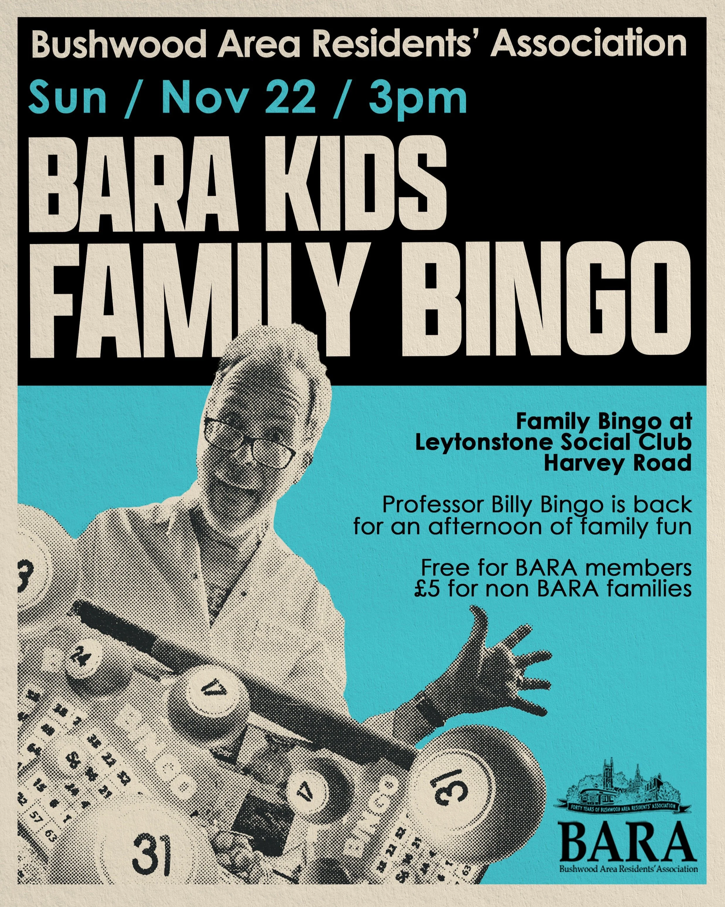 After the unfortunate cancellation of March's bingo Professor Billy Bingo is ready to return this November!

Free for BARA members, or just a fiver per family for guests. It&rsquo;s our family bingo afternoon at @leytonstonesocialclub

The unstoppabl