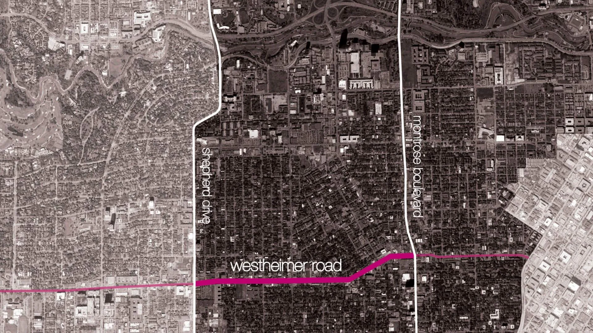 Scope of design along Westheimer Rd. between Shepherd Drive & Montrose Blvd.