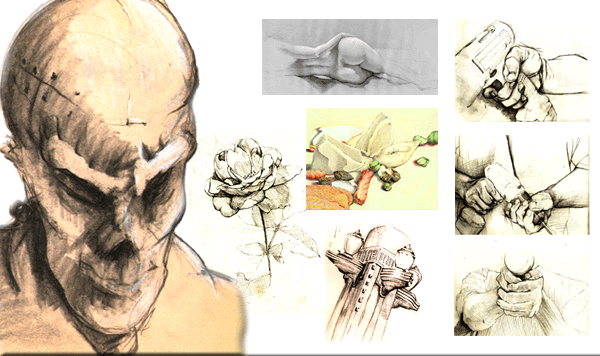 Pencils and charcoals