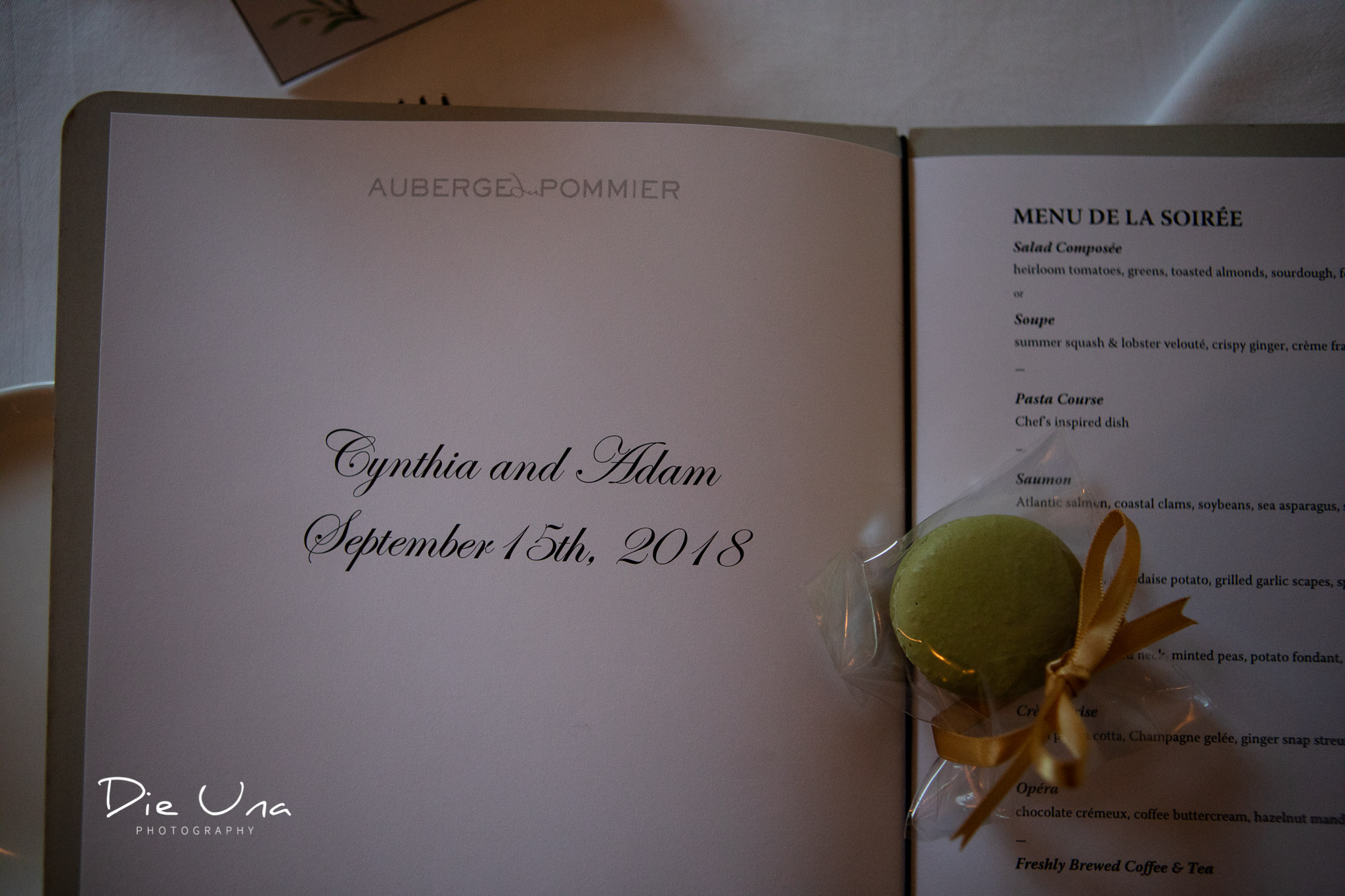 beautiful wedding dinner menu at Auberge du Pommier.jpg