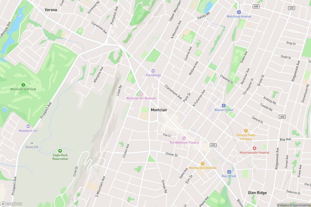 Map of Montclair New Jersey and surrounding neighborhoods