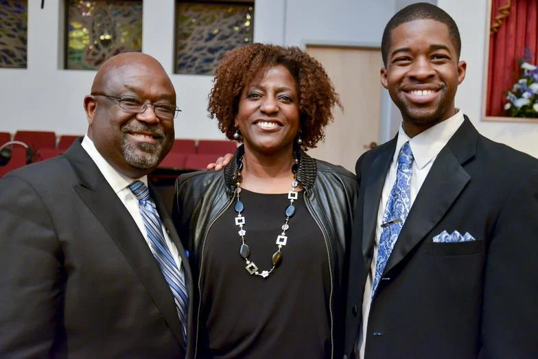 The Rebecca Smith-Andoh "Celebration of Talentts" Scholarship Recital at DuPage A.M.E. Church. Saturday April 25th, 2015 L to R: Rev. Antony Vinson, pianist Cheryl Jordan daughter of soprano Rebecca Smith-Andoh Clayton G. Williams, baritone.