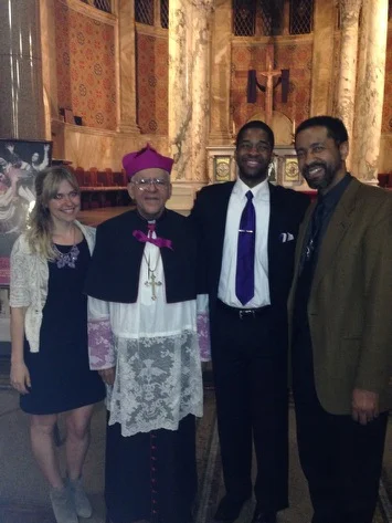 Good Friday service at St. Gregory Catholic Church with Stacey Weidner, Bishop Guy Sansaricq, and Gregory Jack - 2014