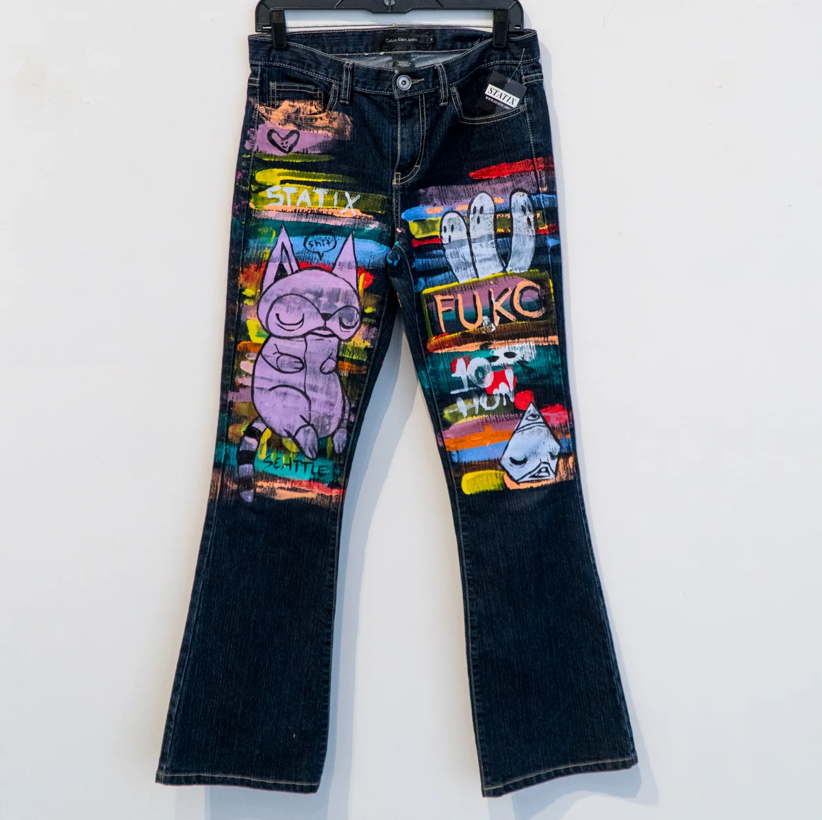 Paint Pants 16 Size 10 Hand Painted on Lee Riders Jeans (Womens
