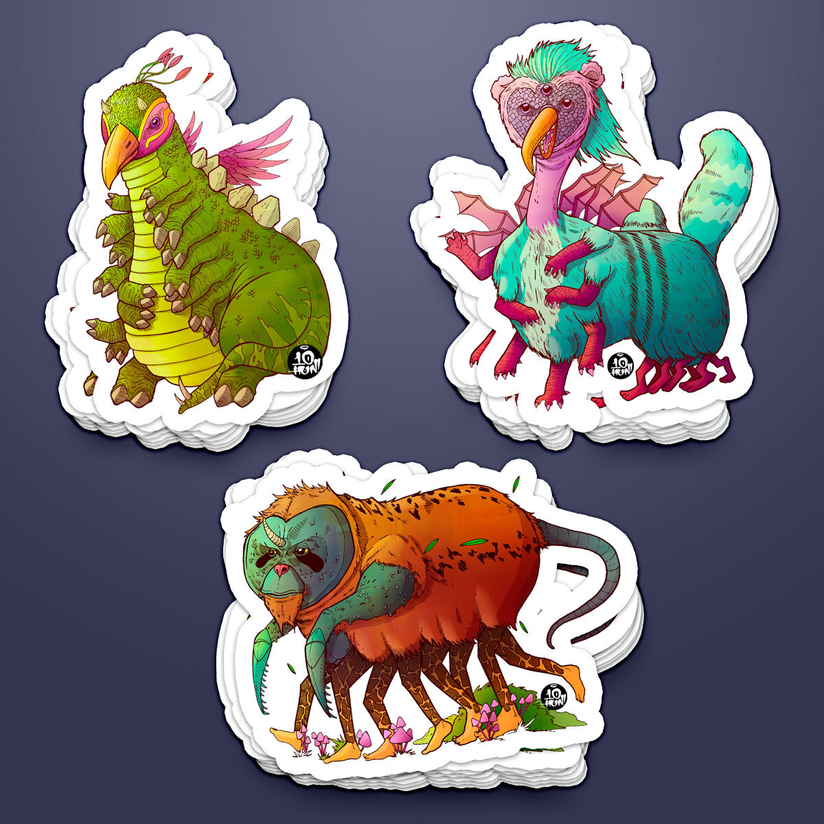 Download Crazy Creatures Sticker Pack Ten Hundred