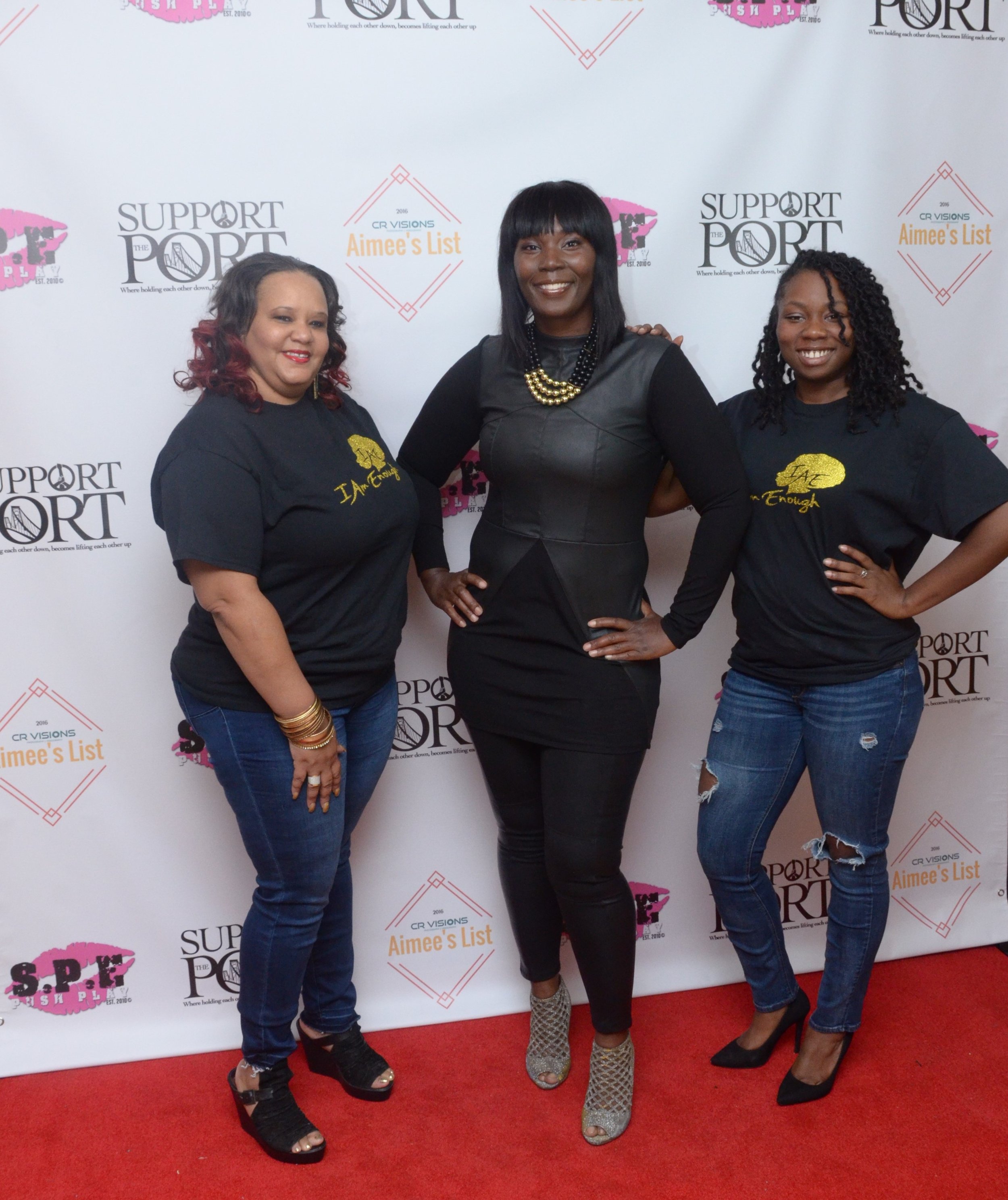 Sponsor I Am Enough Posing for the Camera During Support The Port’s Supportflix And Chill Red Carpet Premiere for Aimee’s List
