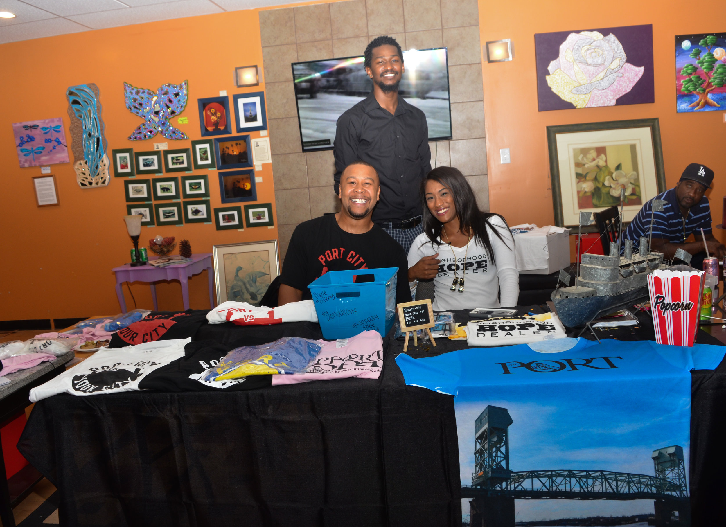 Some of Support The Port’s Superheroes Working Our Table During Support The Port’s Supportflix And Chill Red Carpet Premiere of Aimee’s List