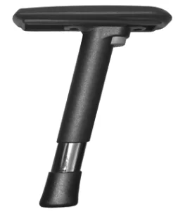 Close-up of a black ergonomic handlebar with a textured grip and adjustable mechanism