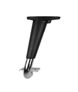 Black metal furniture leg with a metal mounting bracket.