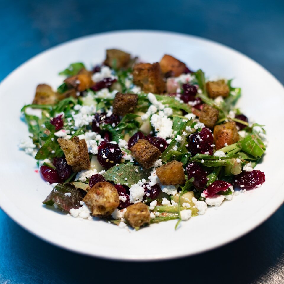 Tangy and creamy, light but filling, our Revolution Greens has it all! 
.
Revolution Greens - cranberry &ndash; ch&egrave;vre &ndash; spiced yogurt &ndash; za'atar &ndash; crouton
.
#principlekzoo #downtownkalamazoo #discoverkzoo #discoverkalamazoo #