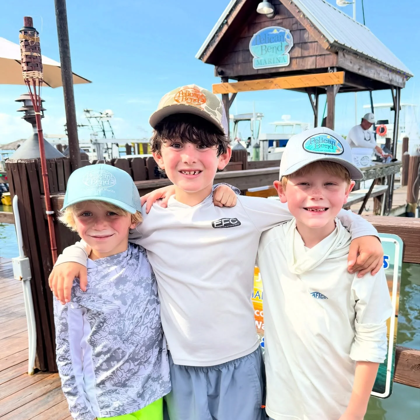 The cutest little Pelican Bend crew showing off their new hats. In stock and available now in the gift shop!

#naplesflorida
#pelicanbend
#islesofcapri 
#marcoisland