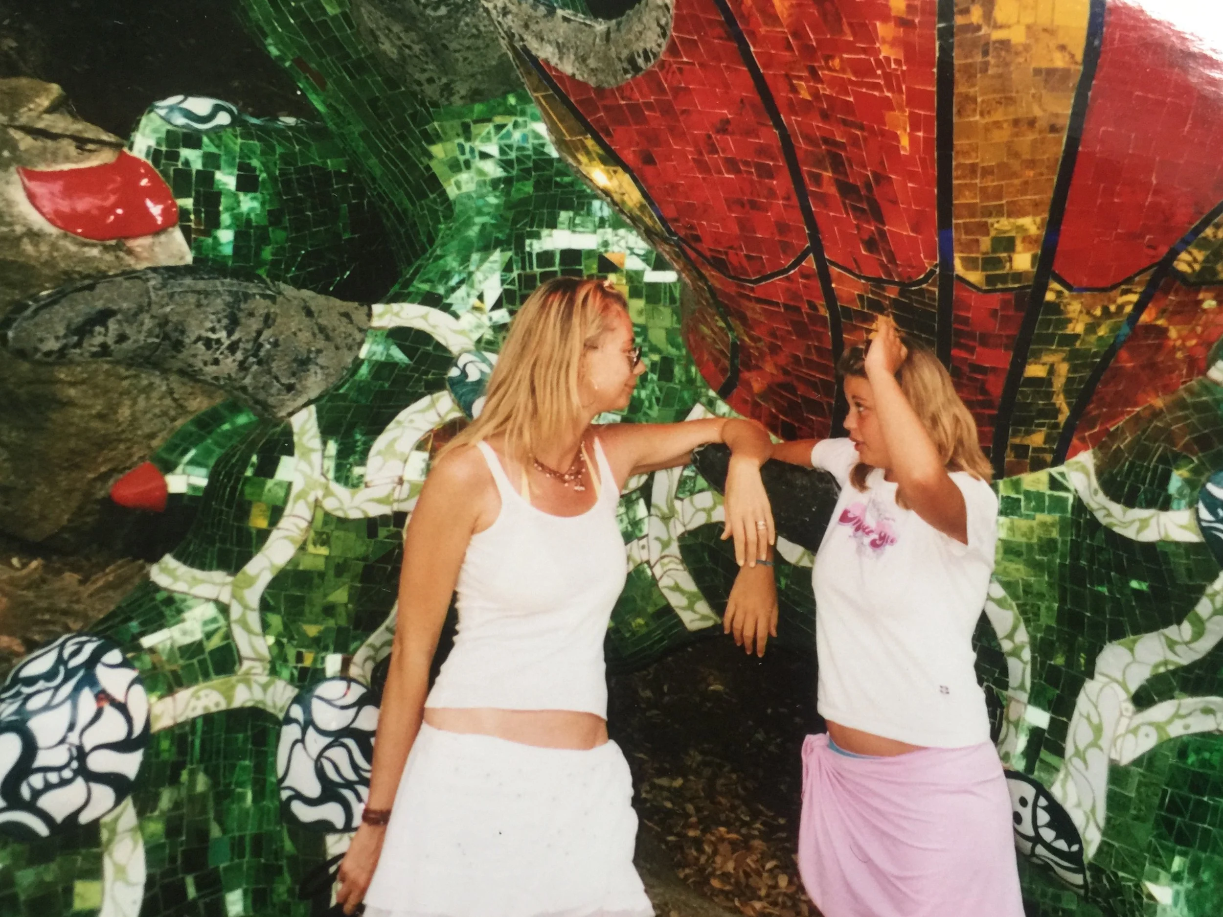 Me and Gaby at the Niki de Saint Phalles Tarot Garden, Italy 2002