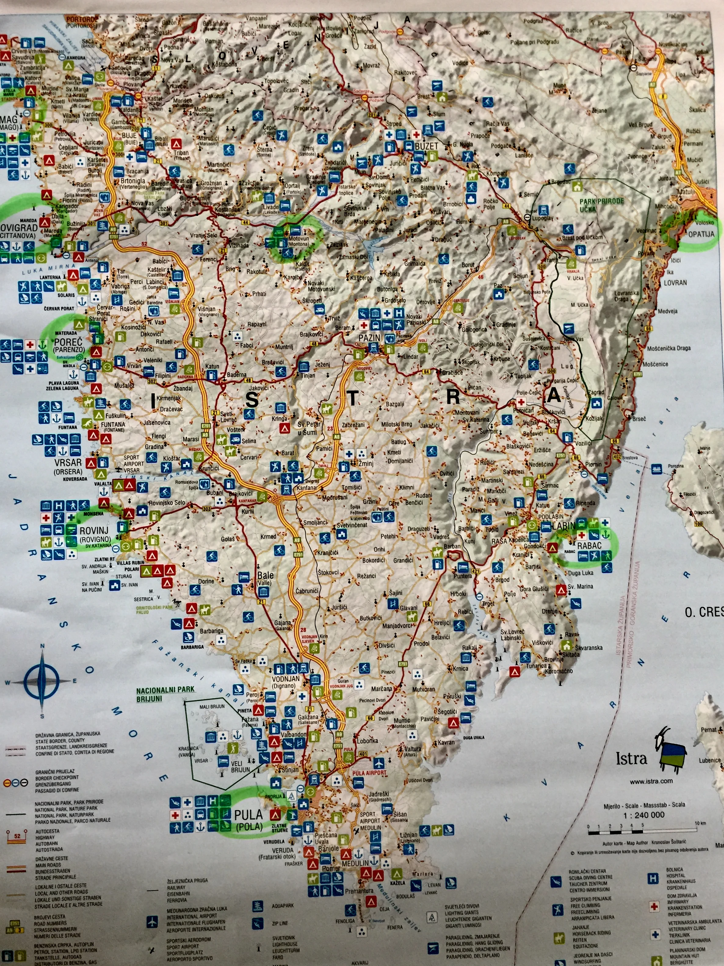 Map over Istria, Croatia.