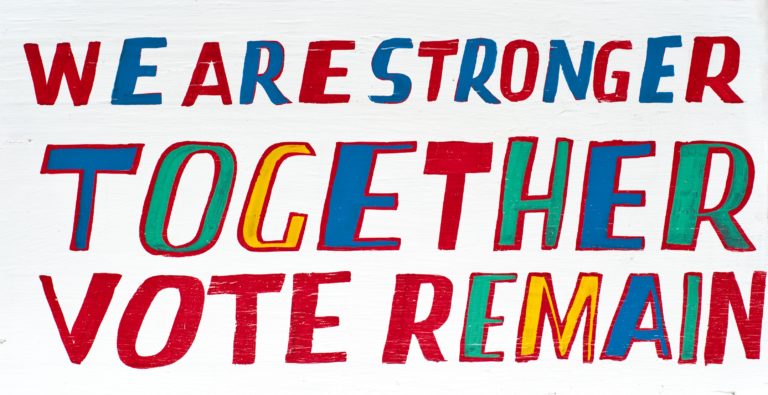 Poster design for Britain Stronger In by Bob and Roberta Smith