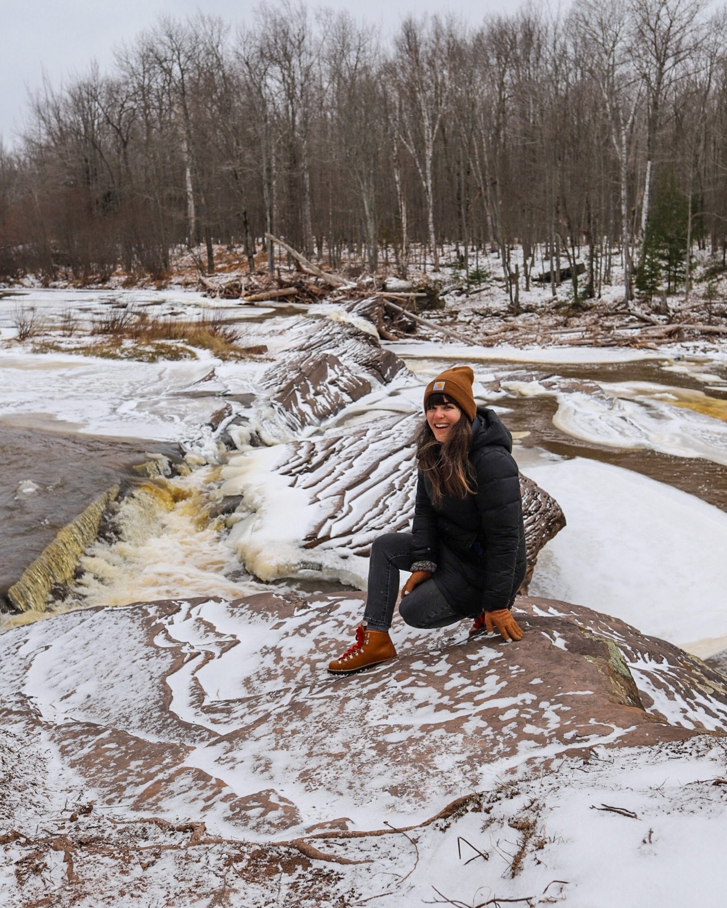 Chasing waterfalls in the winter/early spring in the Porcupine Mountains&hellip; all of my recs for visiting the area this time of year are on the blog! ❄️ Link in profile.