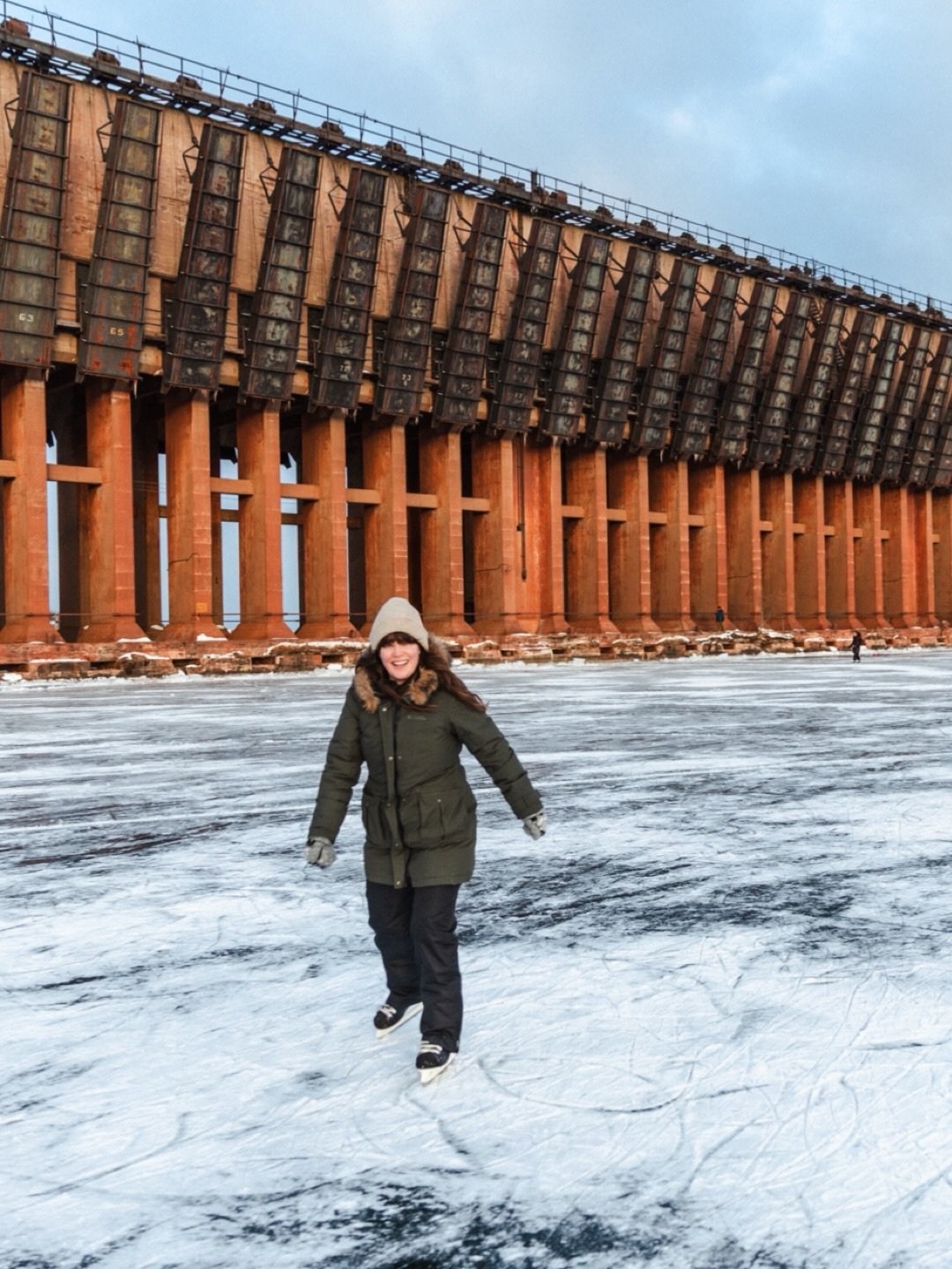 Always love an ice skating moment by the Ore Dock ❄️🧊 #marquettemi #oredock