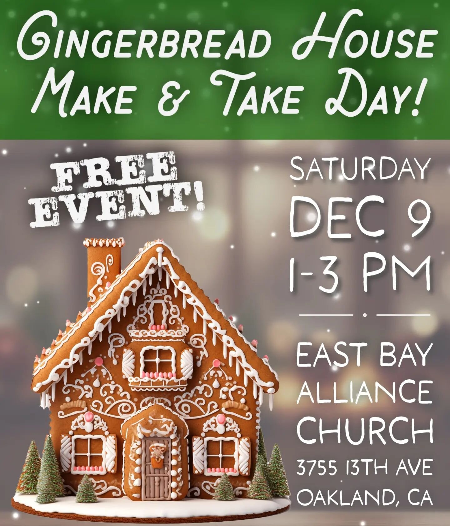 Are you excited about Christmas as much as we are?! 🎄☃️🌟

We will be hosting a gingerbread house making event! It's not limited to one per family; everyone can make their own! See details below on how to sign up! ❄️🦌🛷

📆12/9 Saturday
🕐1-3pm
📍 