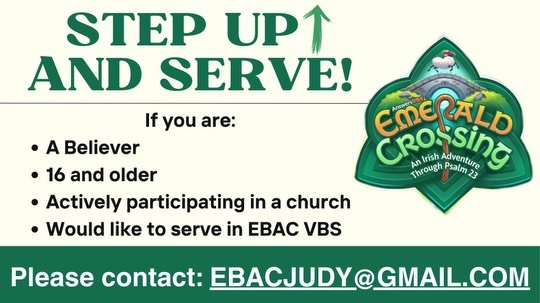 Come serve at our church&rsquo;s VBS this summer! VBS is from June 15 - 19!