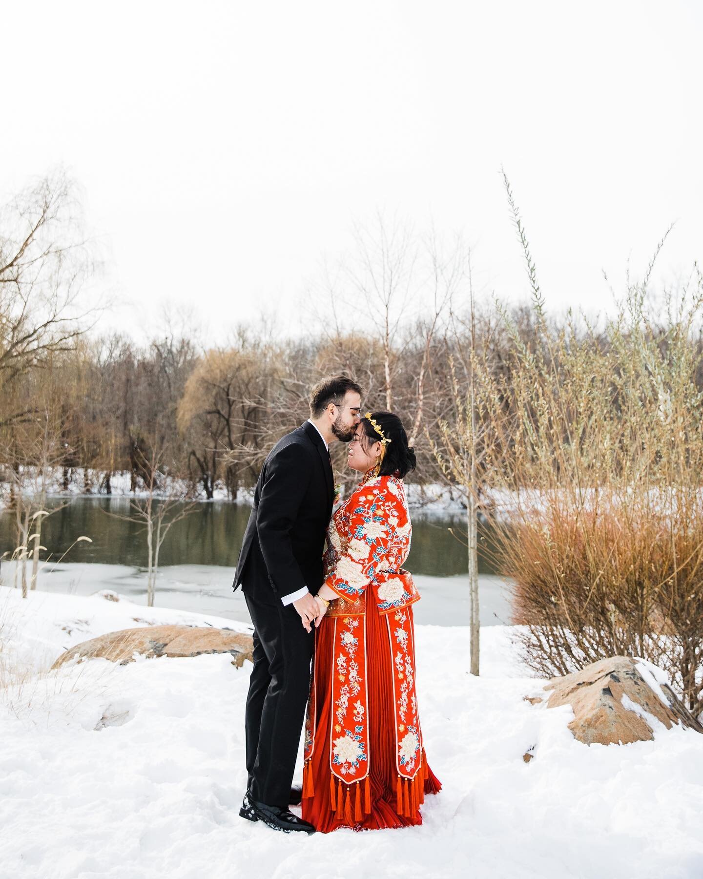 Aimee &amp; Rob planned the most unique wedding day yesterday...with and added plot twist.... SNOW ❄️

They wanted to really have a socially distanced and safe wedding day and also honor their culture and families.  Aimee wore a traditional chi-pao -