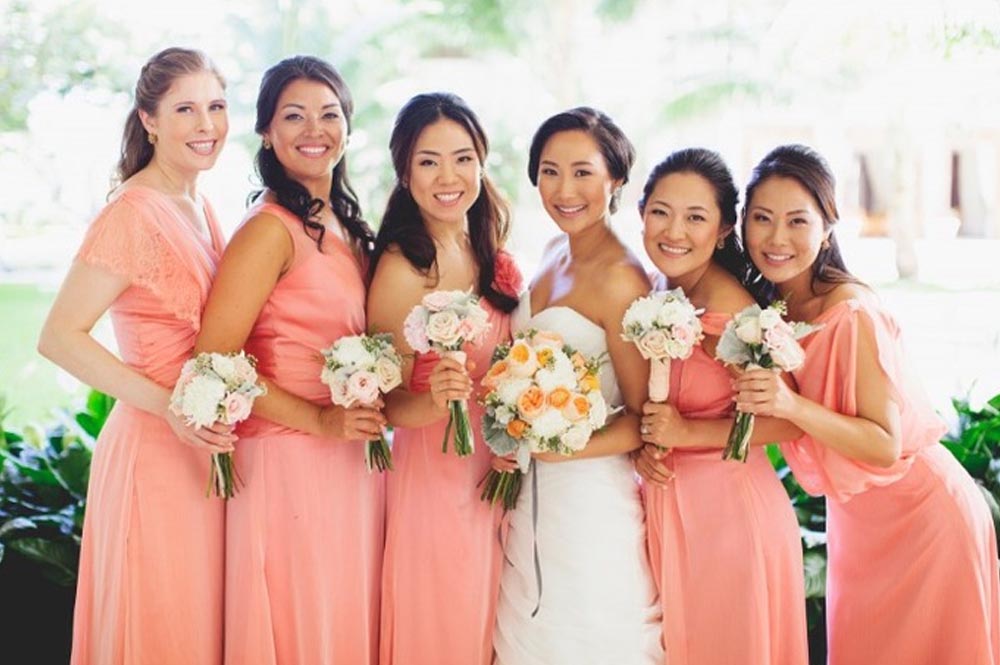 Naturally You HAWAII honolulu ko olina oahu bride and bridal party wedding hair and makeup affordable packages prices services bridal outdoor bridal portait with bridesmaids