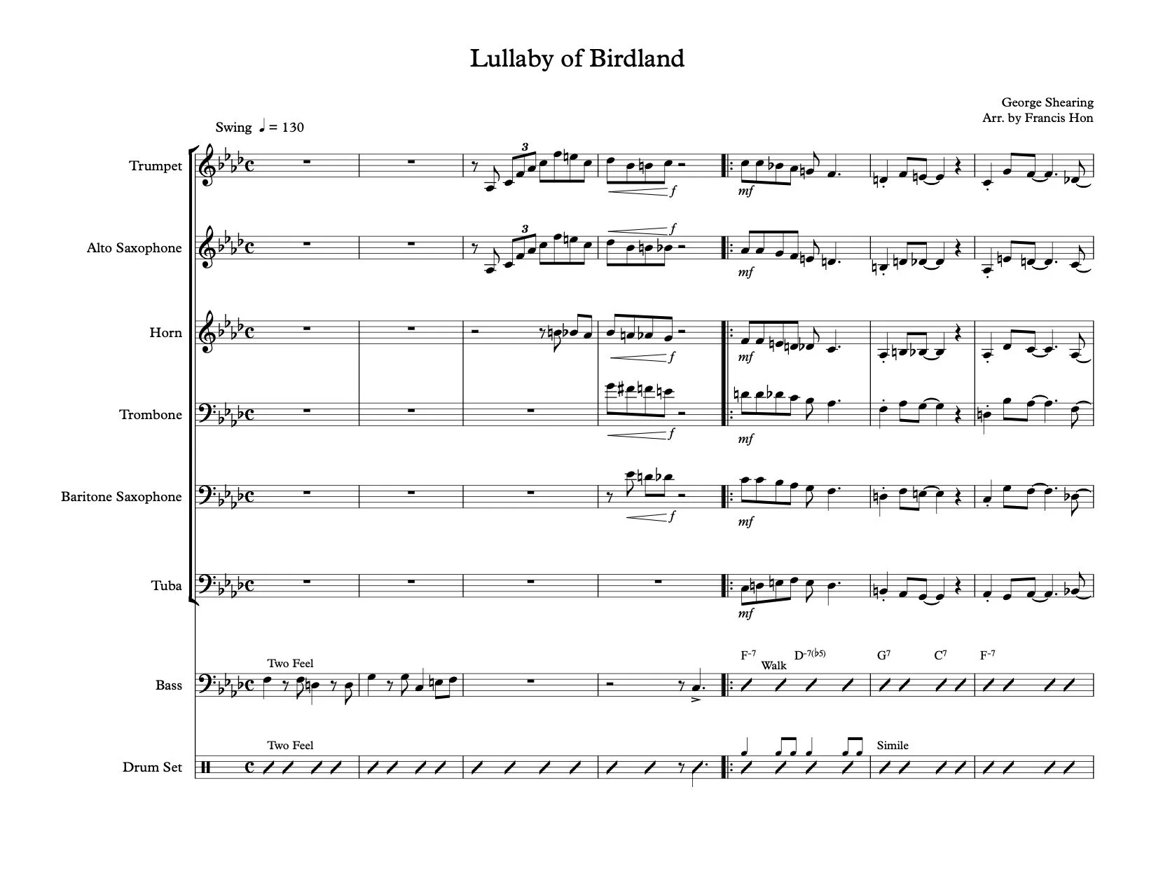 Lullaby of Birdland - Full Score